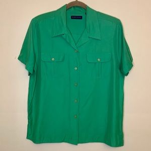 Karen Scott Kelly Green Button-up